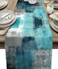 Pano de mesa abstrato turquesa cinza linho corredores cômoda lenços decoração lavável jantar decorações de festas de fim de ano