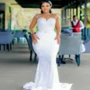 Ebi Arabiska aso nov plus storlek Sequined Lace Mermaid Wedding Dress Beaded Pärlor Sexiga brudklänningar klänningar zj es es es es
