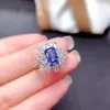 Cluster Ringen MeiBaPJ Natuurlijke Tanzanite Edelsteen Zon Bloem Mode Ring Voor Vrouwen 925 Sterling Zilveren Fijne Bruiloft Sieraden