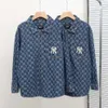 Trendy Brand New Jacquard Denim Vintage Full Print Casual NY Couple Long Sleeved Shirt Jacket