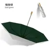 Umbrellas Large Solid Wood Handle Double Titanium Silver Umbrella Sunny And Rainy 3 Folding Windproof UV UPF50 Sunshade