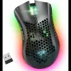 Muizen BENGOO draadloze gamingmuis, computermuis USB draadloze muis met 6 geprogrammeerde knoppen 3 verstelbare DPI RGB-achtergrondverlichting USB