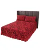 Bedrok Rood Luipaardpatroon Elastisch ingerichte sprei met kussenslopen Beschermer Matrashoes Beddengoed Set Laken