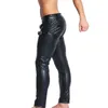 Heren Broek PU Leren Broek Gothic PVC WetLook Party Night Stage Dance Clubwear Mannelijke Lg Broek Frt Open Joggingbroek w9UZ #