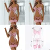 Bh's Sets Dames Y Lingerie Set Kant See Through Ondergoed T-Back Bikini String Hight Cut Turnpakje Nachtkleding Effen Erotisch Nachtkleding Drop D Ot1Zd