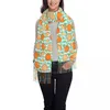 Foulards Orange Oranges Écharpe avec pompon Dessin animé Fruit Imprimer Chaud Doux Châles et Wrap Femmes Chapeaux Hiver Rétro Foulard