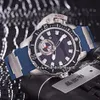 46 mm grote datum Maxi Marine Diver 3203-500LE-3 93-HAMMER blauwe wijzerplaat automatisch herenhorloge stalen kast blauwe rubberen band sport Wris277N