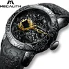 Megalith Fashion Gold Dragon Sculpture Watch Men Kwarc Watch Waterproof Big Dial Sport Watches Men Watch Top Luksusowa marka zegar L266W