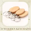 Rails 50PCS Oval Wood Engraving Blanks Unfinished Wooden Key Ring Key Tag For DIY Gift Crafts (Oval)