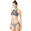 Kvinnors badkläder vadderad push up bikini set wire gratis andas mesh kvinnlig bandage simning sommarstrandkläder