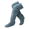 Women Socks Thick Slippers Home Warmers Stocking Knee Cover Warm Woolen Long Fluffy Leg Over Bed Pants Winter
