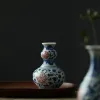 Vasos Jingdezhen Cerâmica Antigo Azul e Branco Pintado à Mão Mini Vaso Flor Flor Inserida Cerimônia de Chá Ornamentos Hidropônicos