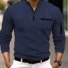 nova primavera e outono camisa polo masculina xadrez braço zíper camisa polo esportiva x17s #