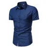 Men's Casual Shirts Summer Shirt Terrific Dot Print Slim Fit Men Top Contrast Color For Business Trip