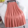 Kjolar veckade pu läder kjol 2024 höst vinter koreansk stil smal elastisk hög midja a-line för kvinnor