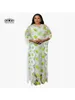 Plus Size African Womens Dress Elegant Sequin Flower Pattern Bat Sleeves and Round Neck Perfect for Wedding Parties 240309