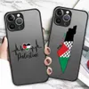 Mobiele Telefoon Gevallen Matte Transparante Achterkant Telefoon Case Voor iPhone 15 14 13 12 11 Pro Max X XR XSMax 7 8 Plus Palestina Vlag Kaart Paspoort CoverY240325