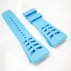 25 mm babyblauwe horlogeband 20 mm vouwsluiting rubberen band voor RM011 RM 50-03 RM50-01238i