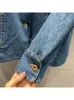 Women's Hoodies Jacket For Women Spring Lamb Wool Lining Lapel Coat Denim Blue Vintage Long Sleeves Female Chic Tops