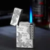 Lighters Mini Steel Tone Rumble Straight Metal Lighter Mens Gift Blue Flame Flint Lighter Smoking Accessories 240325