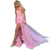 Hand Made Flowers Pink Evening Dresses Side Slit Sexy Sleeveless Long Mermaid Prom Dress Sweetheart Neck Chic Engagement Dress For Women 2024