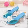 Shoes For Girls Cartoon Leather Children Shoes Frozen Princess Kids Shoes Girl Slippers Dress Snow Queen Sandal 240314