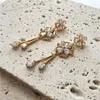 Boucles d'oreilles lustre pendantes, mode exquise, fleur en Zircon, longue femme, livraison directe, bijoux Otwwy