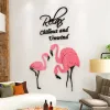 Adesivos de parede flamingo nórdico 3d, adesivo para sala de estar, quarto infantil, varanda, quarto, decoração de casa, papel de parede autoadesivo