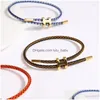 Charm Bracelets Mticolor Cord Fashion Simple Mens And Womens Double Layer Handwoven Bracelet Adjustable Stainless Steel Drop Deliver Dha1Y