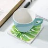 Tapis de table sous-verres en céramique à feuilles tropicales (carrés), tasse personnalisée avec motif d'animal mignon