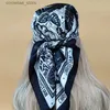 Bandanas Durag Bandanas Durag Novo 70X70CM Lenços Quadrados Estilo Luxo Protetor Solar Seda Hijab Mulheres Design Popular Lenço The Four Seasons Beach Headscarf Y240325