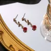 Ensemble de boucles d'oreilles en forme de Rose de forêt pour fille française, Bracelet romantique à fleurs rouges, Design Unique, ensemble de colliers