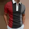 men's Solid Color Striped Polo Shirt Short Sleeve Golf Turn-down Collar Zipper Polo Shirt&for Men Casual Streetwear Summer Tops Z17M#
