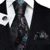 Neck Ties Free Shipping Mens Ties Set Black Blue Pink Paisley Silk Neck Tie Handkerchief Cufflinks Set Wedding Gift BarryWang 5942 Y240325