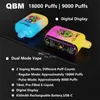 Original QBM Box Puff 18000 Puff 9000 Vapes Einweg-Puff 18k 9k Dual Mode Vaper Digitalanzeige Vape-Gerät 18ml Pod 2% 5% 10 Geschmacksrichtungen E-Zigaretten-Dampfstift 18000 Puffs