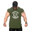 Gym Sleevel Shirt Mannen Bodybuilding Tank Tops Fitn Workout Cott Print Singlet Stringer Hemd Mannelijke Casual Zomer Vest F6TH #