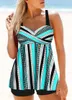 Women's Swimwear Tankini 2 Piece Regular Swimsuit Leopard Pattern Printed Halter Sports Beachwear S-6XL