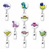 Business Card Files 9Pcs Cute Dinosaur Retractable Badge Holders Id With Clip Reel For Student Meeting School Office Drop Delivery Otcw0