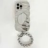 Mobilfunkkoffer Koreaner Perlenarmband Handgelenk Kettenwellenrandspiegel Weiche für iPhone 15 pro max 14plus 13 12 11 xs xr x Linsen Schutzabdeckung H240326
