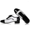 Dans ayakkabıları erkek fitness erkek modern adam spor ayakkabılar deri kare latin spor resmi