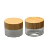 Garrafas de armazenamento 20pcs frascos de vidro cosmético vazio claro geada recarregável garrafa ambiental tampa de madeira de bambu 15g potes de creme de cuidados com a pele