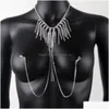 Nipple Rings Amazon Selling Sexy Tassel Chain Nightclub Personalized Water Diamond Necklace Body European And American Drop Delivery Dhvdw