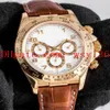 Luxury Men's Casual Watch 16518 40mm 18K Yellow Gold White Arabic Dial Leather Strap No Chronograph Asia 2813 Movement Automa2880