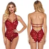 Nouveau pyjama une pièce pour femmes européennes et américaines sexy dentelle creuse entrejambe serré ouvert gratuit ouvert sous-vêtements sexy mini sexy passion ensemble vente en gros discount