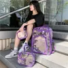 Backpack Transparent PVC Set Bag Waterproof Unisex Solid Clear Couple Fashion Large Capacity Bagback