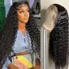 Karbalu Wave Pre Plucked 13x6 HD Spets Front 180% Densitet Glueless med Baby Deep Curly Wigs Human Hair Natural Color 24 Inch