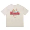 Maglietta unisex Rhude Uomo Donna T-shirt estive Collezione Rhude Maglietta Camicie in puro cotone Oversize Tessuto pesante Abito da coppia Maglietta di alta qualità 57