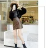 Skirts PU Leather Mini Women Autumn/Winter Sexy Solid Colour Pleated Female Casual High Waist A-line Short N25