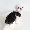 Vêtements de chien en mousseline de soie jupe évasée vêtements robe noir blanc point petits chiens vêtements flutter manches mode douce fille produits pour animaux de compagnie