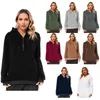 Women's Hoodies Womens Warm Fuzzy Fleece Pullover Hoodie Winter Cozy Drawstring Hooded Sweatshirt Casual Solid Color Long Sleeve Tops Coat